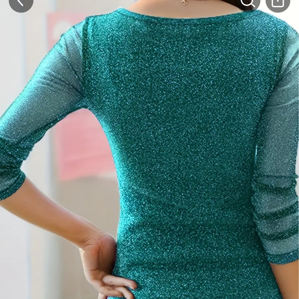 Elegant Teal Shimmering Top - Picture 2 of 10